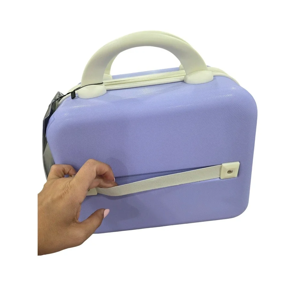 Lavender Vanity Case Makeup Train Case Travel Cosmetic Bag Organizer with Handle